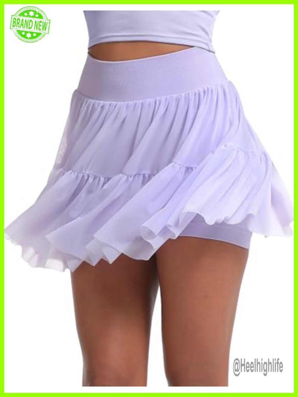 High Waist Ballet Tulle Skort Built-In Shorts Pockets Tennis